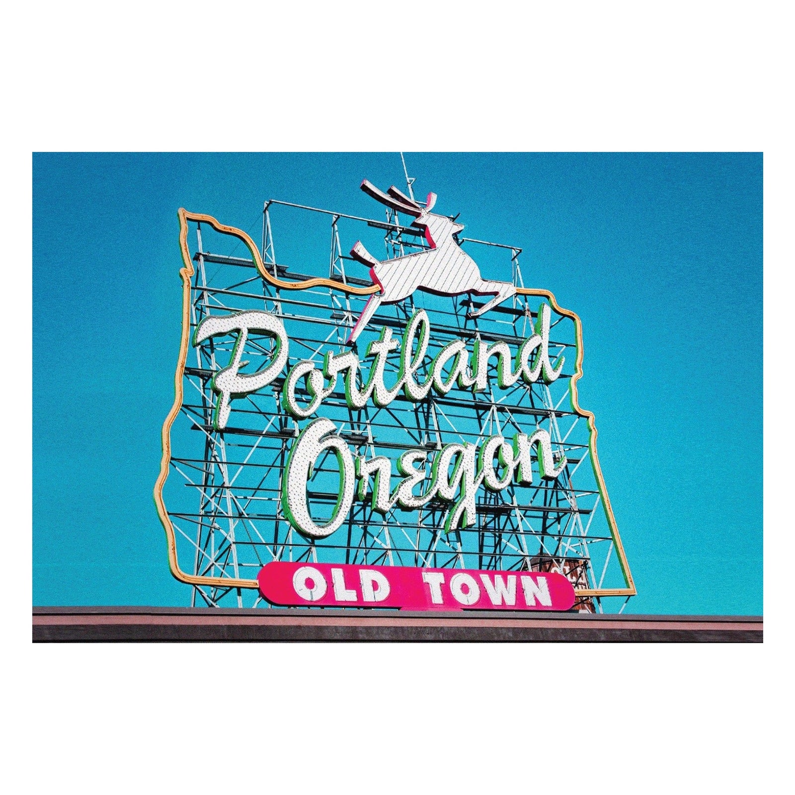 White Stag Sign Old School Postcard - Postcards - Hello From Portland