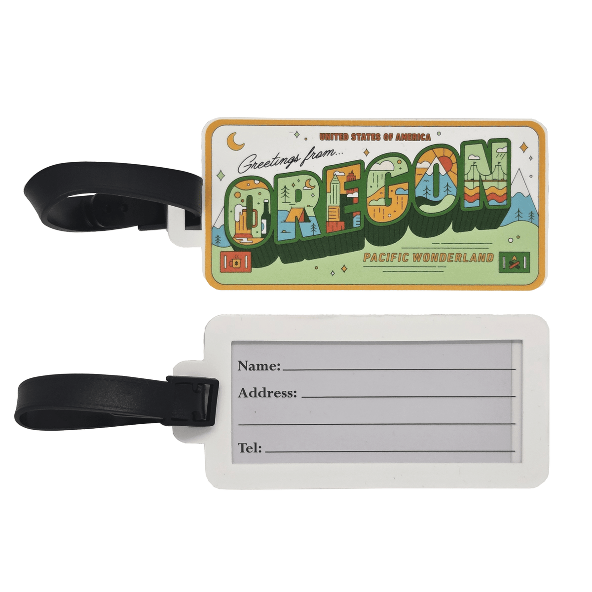 Greetings From Oregon License Luggage Tag - Gifts - Hello From Portland