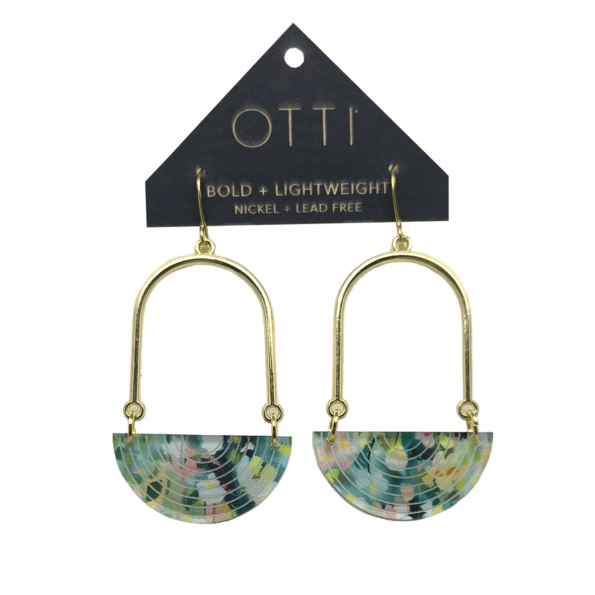 Half Moon Earrings / Floral Watercolor - Jewelry - Hello From Portland