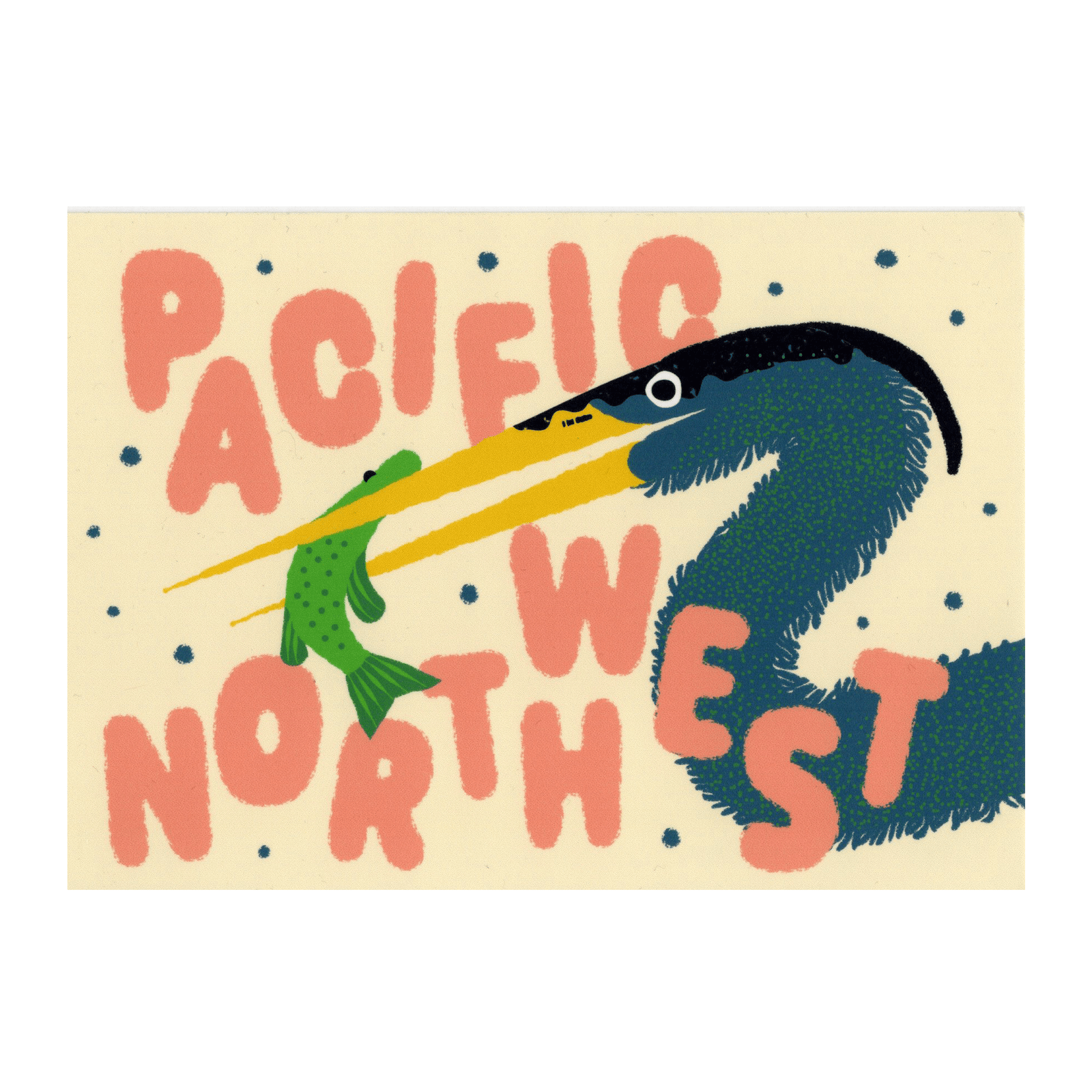 Pacific Northwest Heron & Fish Postcard - Postcards - Hello From Portland