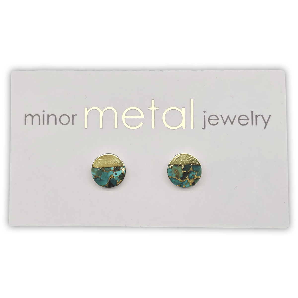 Raw Turquoise Circle Stud Earrings - Jewelry - Hello From Portland