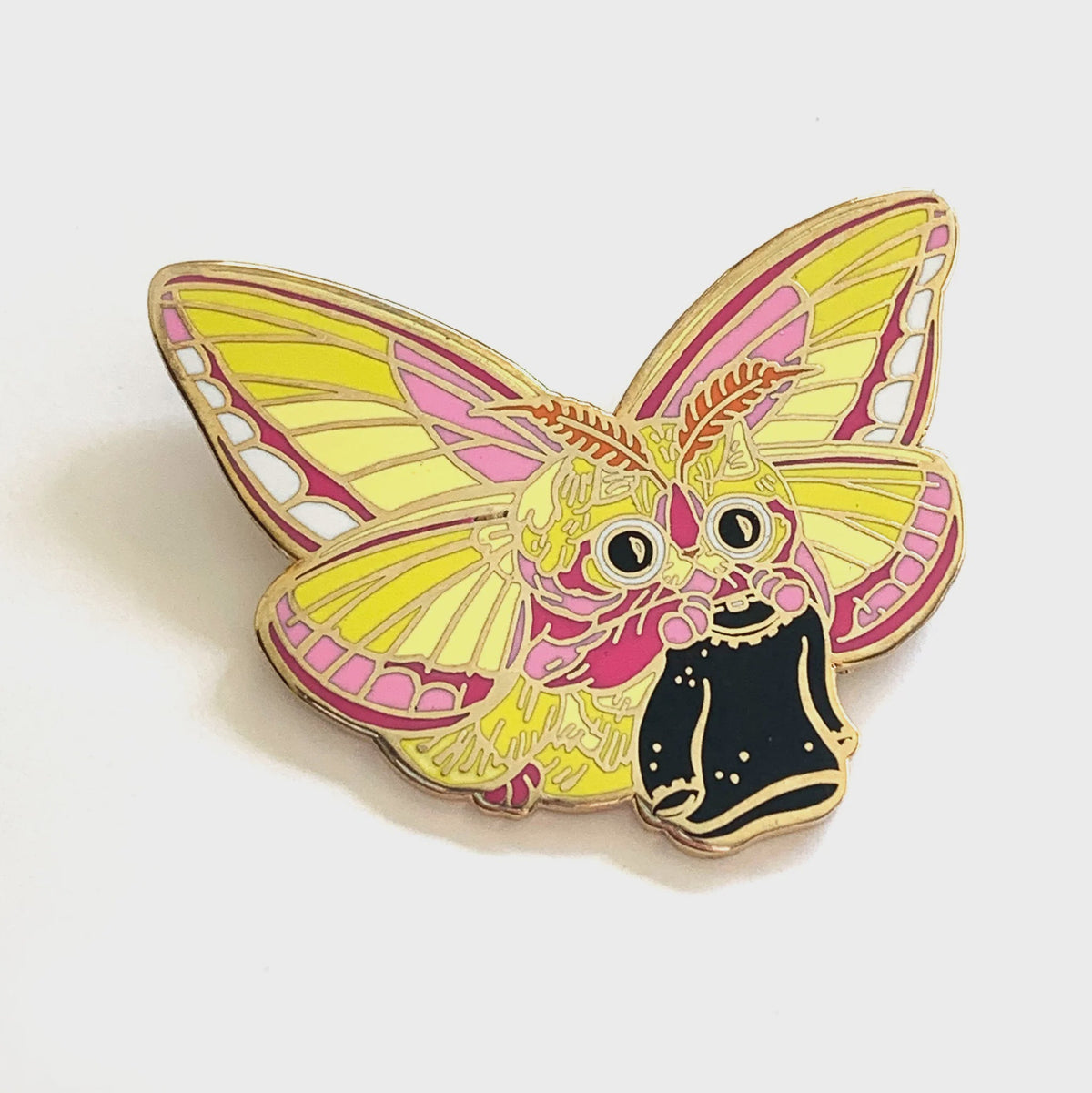 Rosy Maple Moth Cat Enamel Pin - Enamel Pins - Hello From Portland
