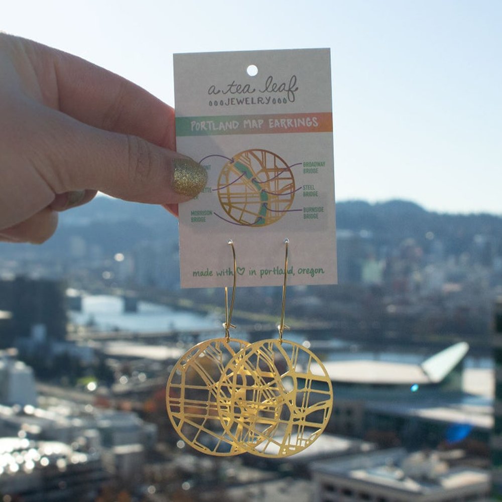Gold Portland Map Earrings - Jewelry - Hello From Portland