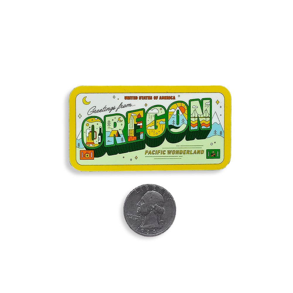 Greetings From Oregon License Sticker - Stickers - Hello From Portland