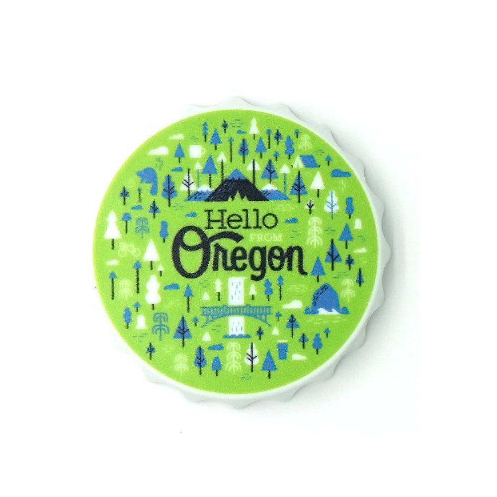 Oregon Burst Bottlecap Opener Magnet - Hello From Portland