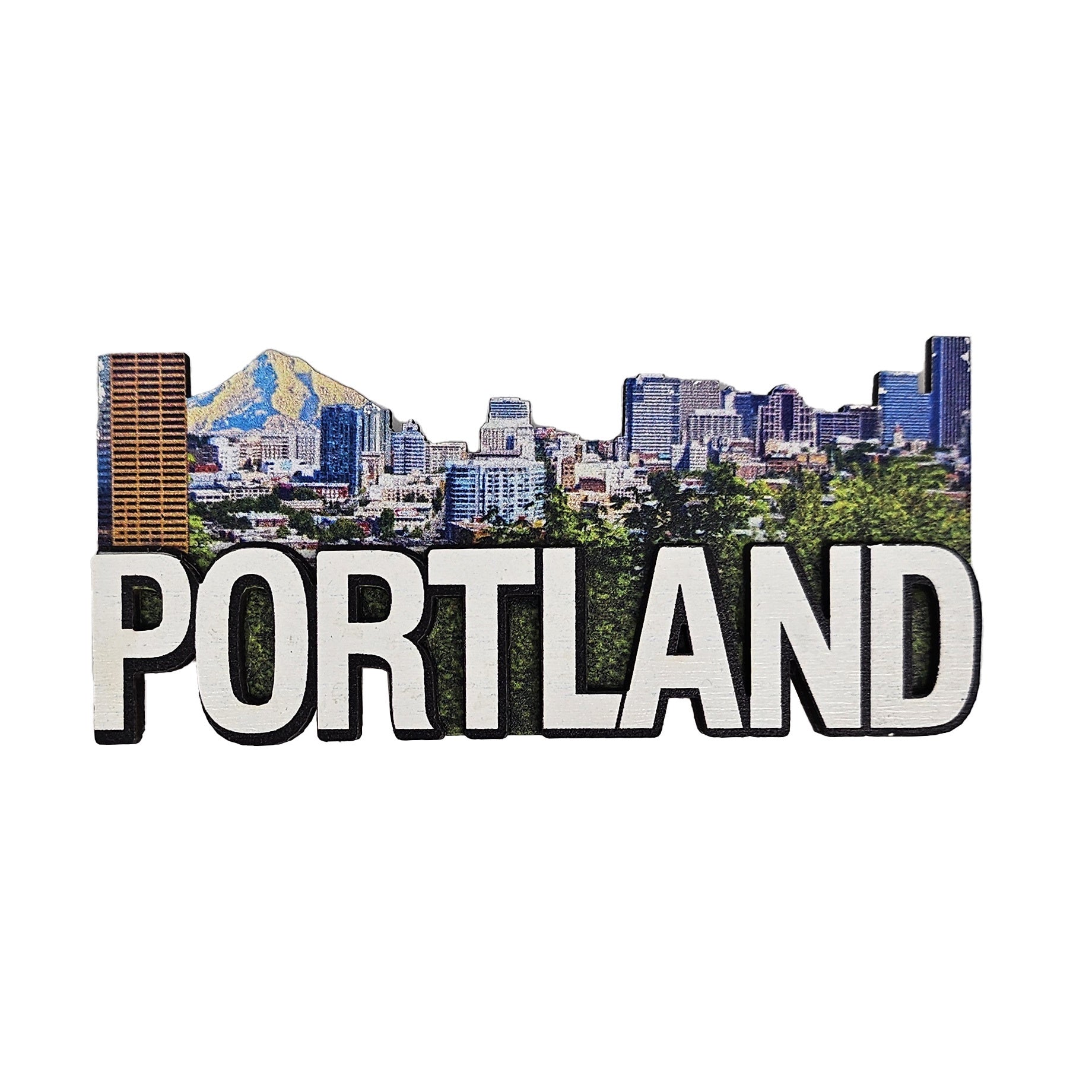 Portland Cityscape Wood Magnet - Magnets - Hello From Portland