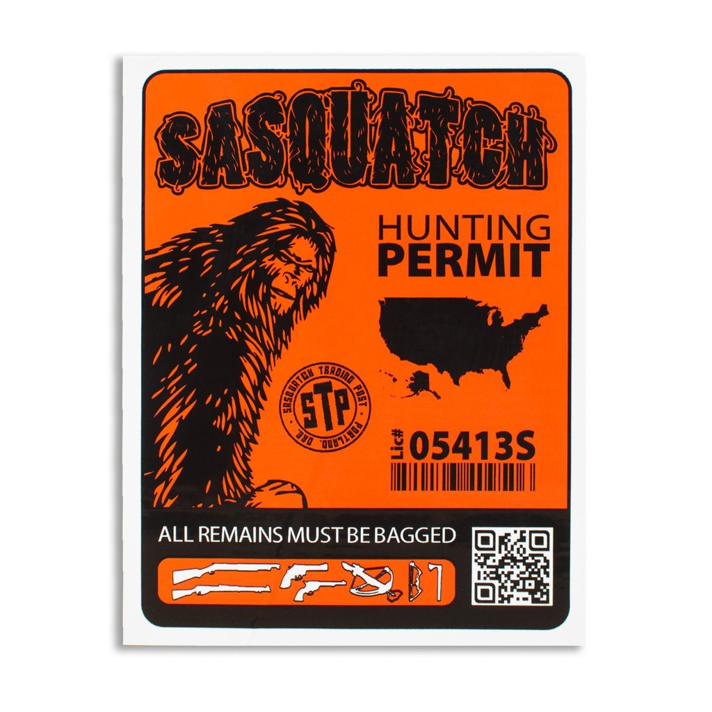Sasquatch Hunting Permit Sticker - Sticker - Hello From Portland